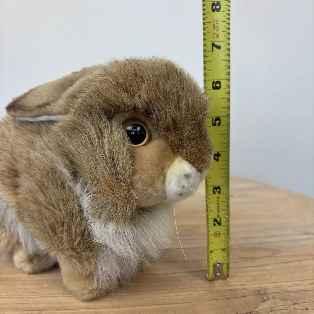 HANSA Rabbit Plush Handcrafted Realistic Bunny 9” Woodland Toy Soft Brown White